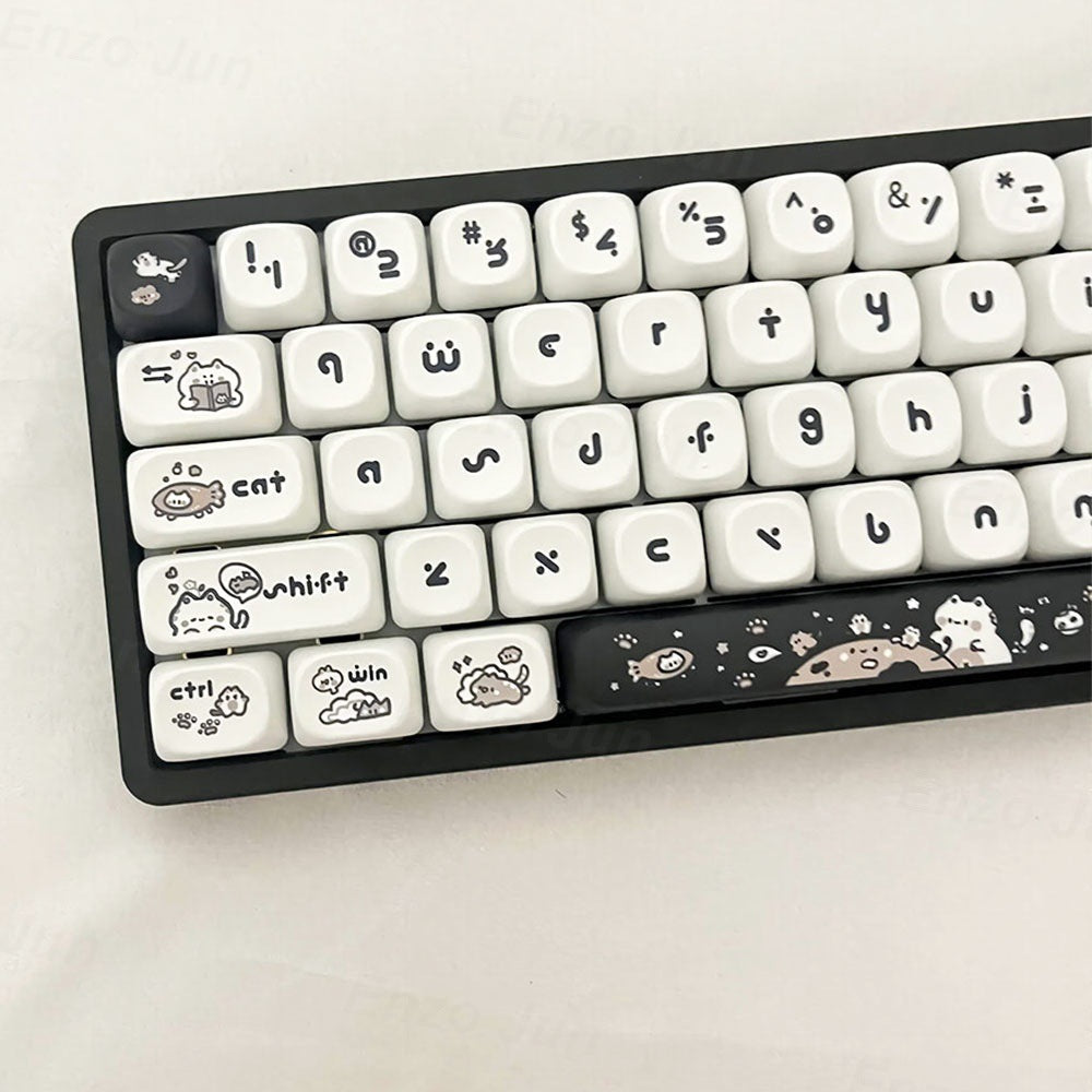 Kitten's Fantasy Keycap MOA Profile Flat Chest Height Black and White Cat Cute Keycap In Stock
