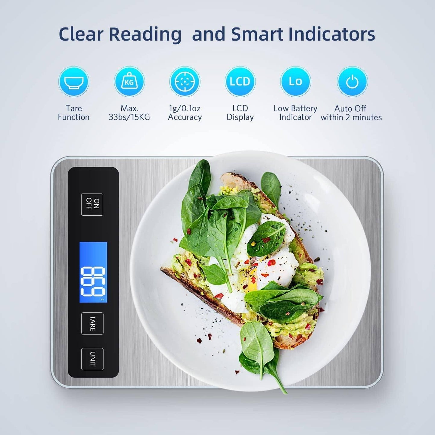 Weighing Scales Kitchen, Precision Digital Food Scale With Backlit LCD
