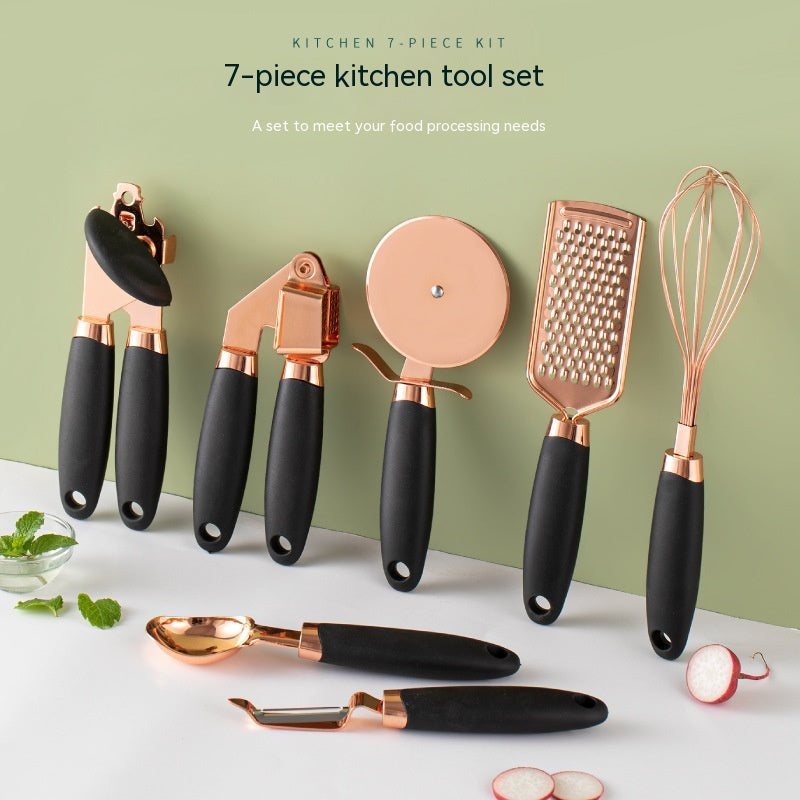 Kitchen Cutlery Holder & Utensil Set with Copper Plating