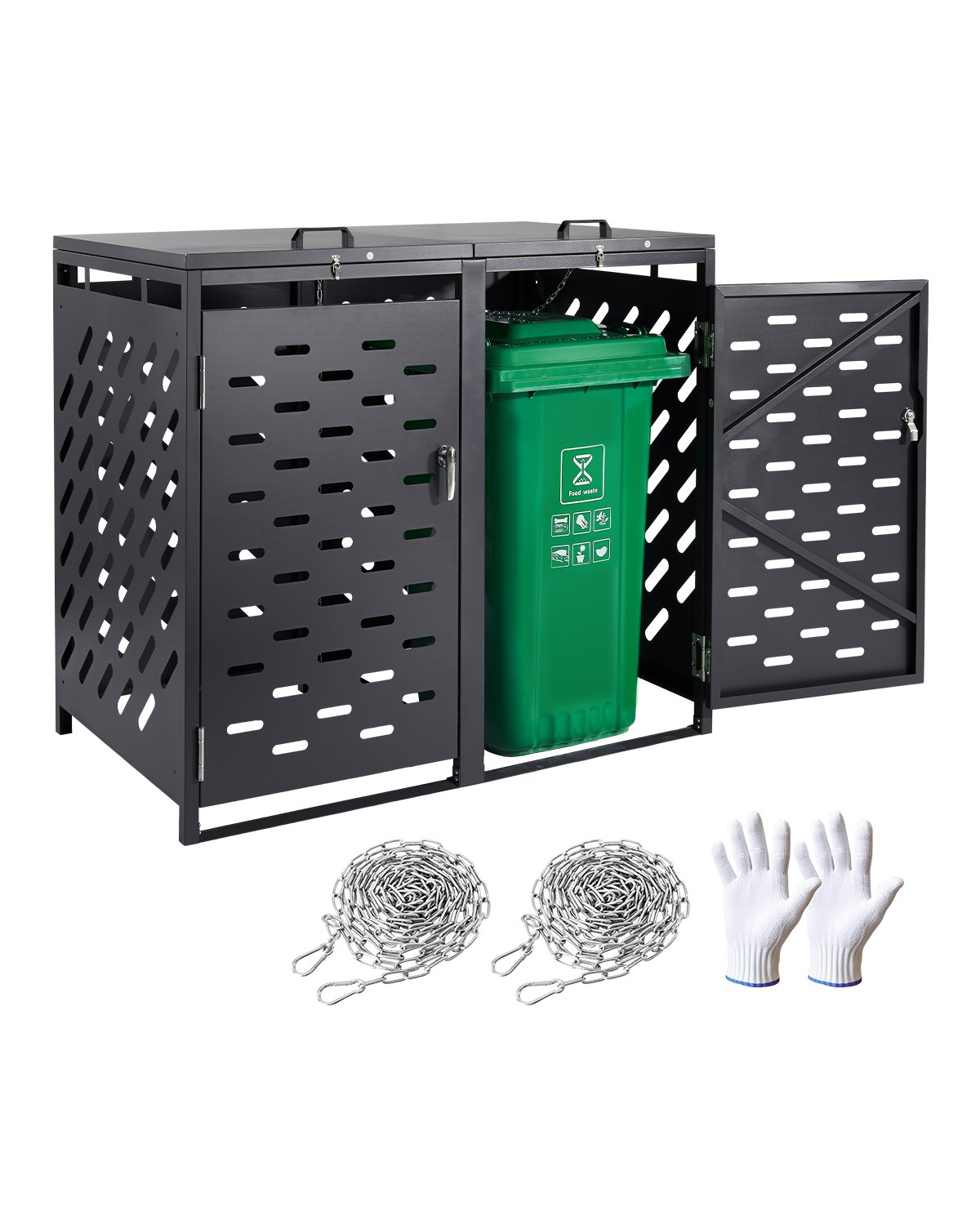Wheelie Bin Storage, 2x 240 L Wheelie Bin Shed, Waste Container, Bin Enclosure, Lockable Bin Storage Shed, For Wheelie Bin, Garden, Backyard, and Patio