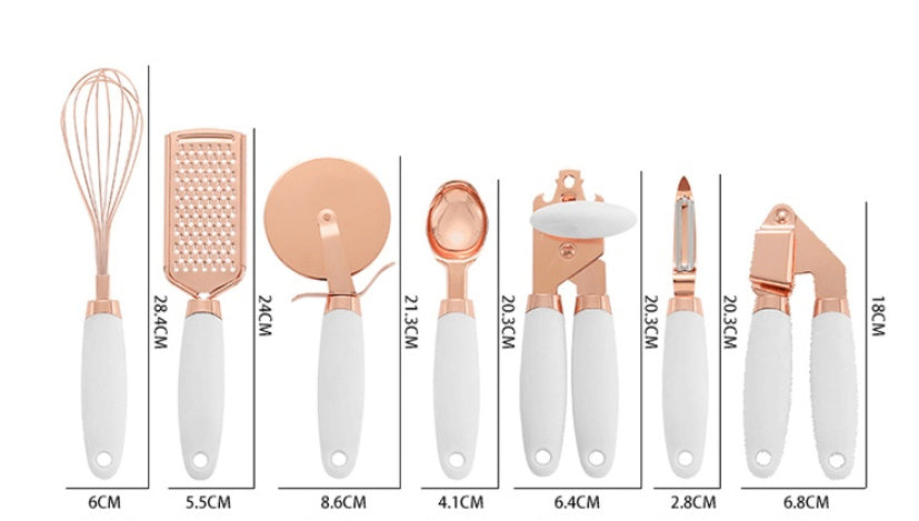 Kitchen Cutlery Holder & Utensil Set with Copper Plating