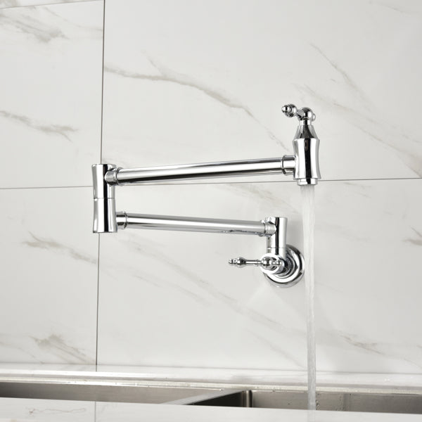 Kitchen wall-mounted fold-down faucet brass