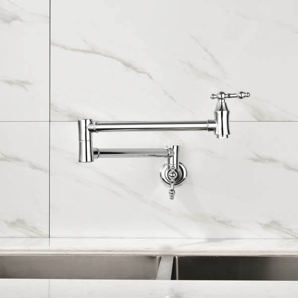 Kitchen wall-mounted fold-down faucet brass