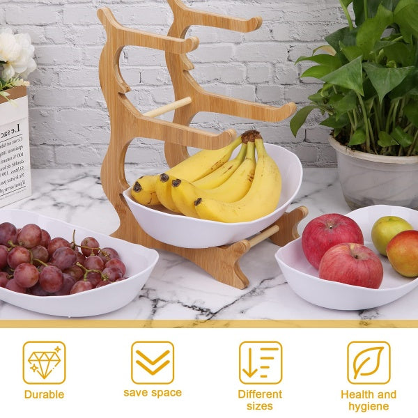 3-Tier Fruit Bowl – Multi-tiered Serving Platter with Wooden Stand