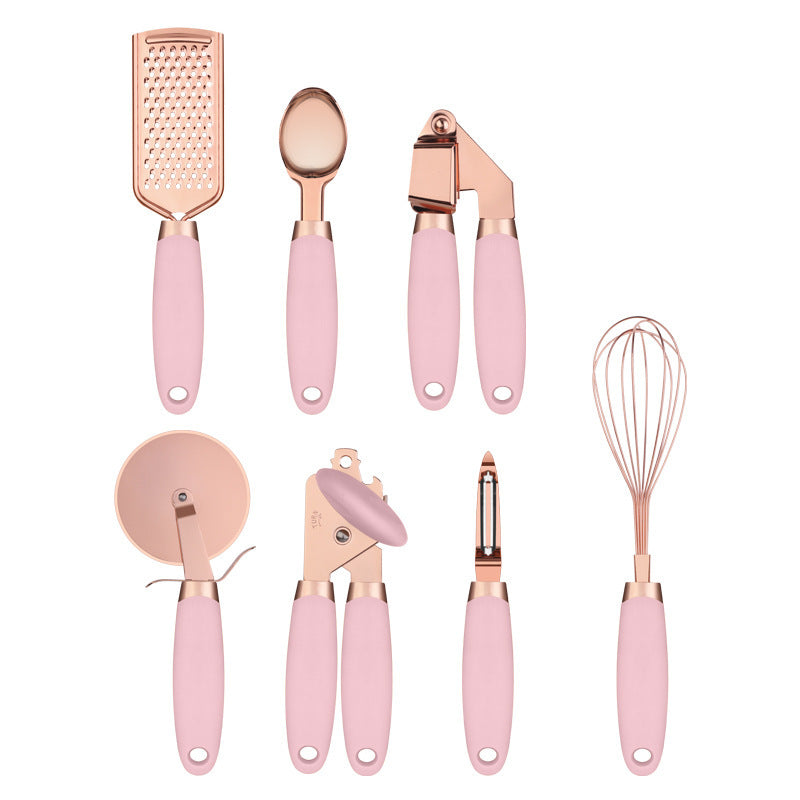 Kitchen Cutlery Holder & Utensil Set with Copper Plating
