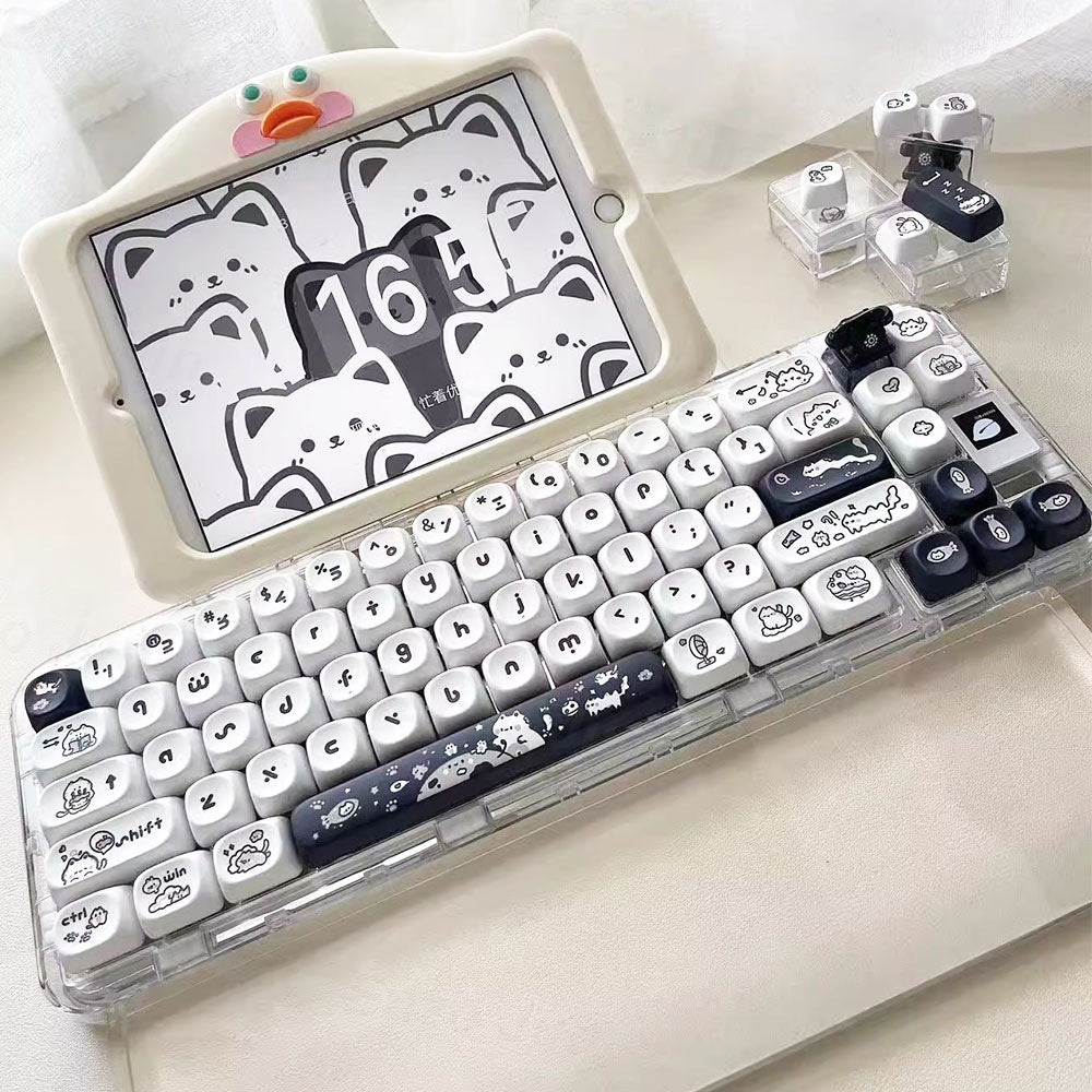 Kitten's Fantasy Keycap MOA Profile Flat Chest Height Black and White Cat Cute Keycap In Stock