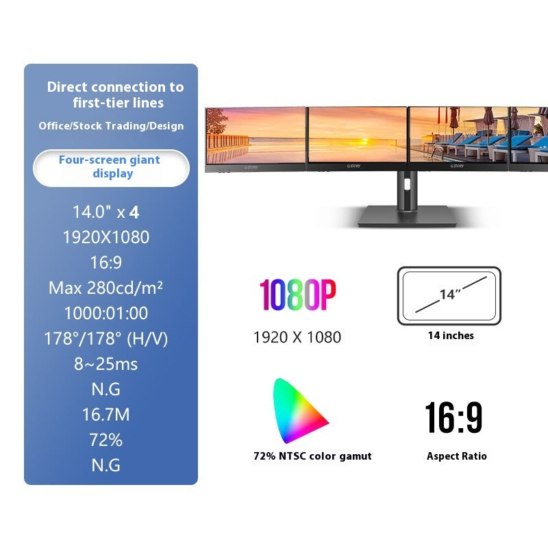 HD 14-inch Single-screen Dual-screen Office Monitor