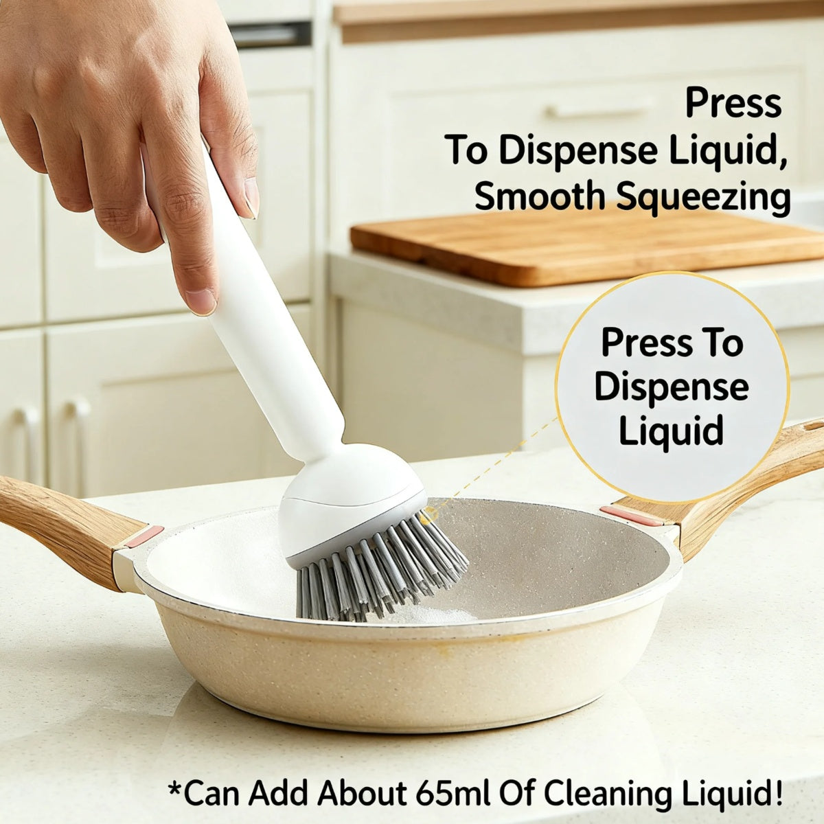Dish brush with long handle & soap dispenser