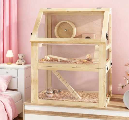3-stöckiger Holz-Hamsterkäfig
