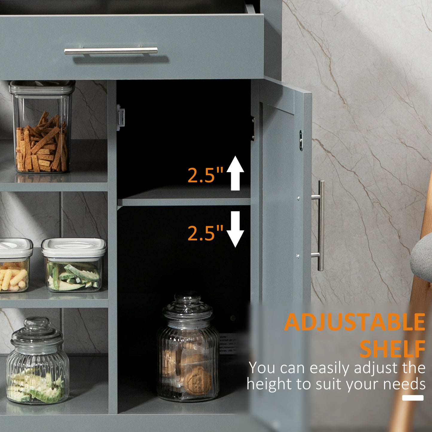 Rolling kitchen cart with cabinet
