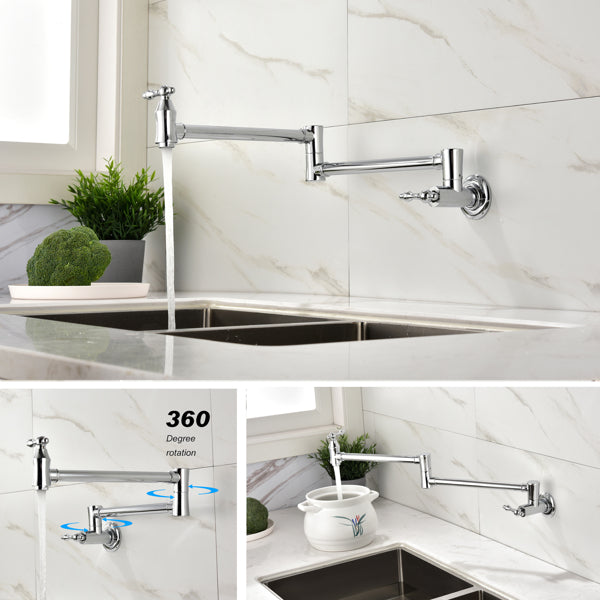 Kitchen wall-mounted fold-down faucet brass