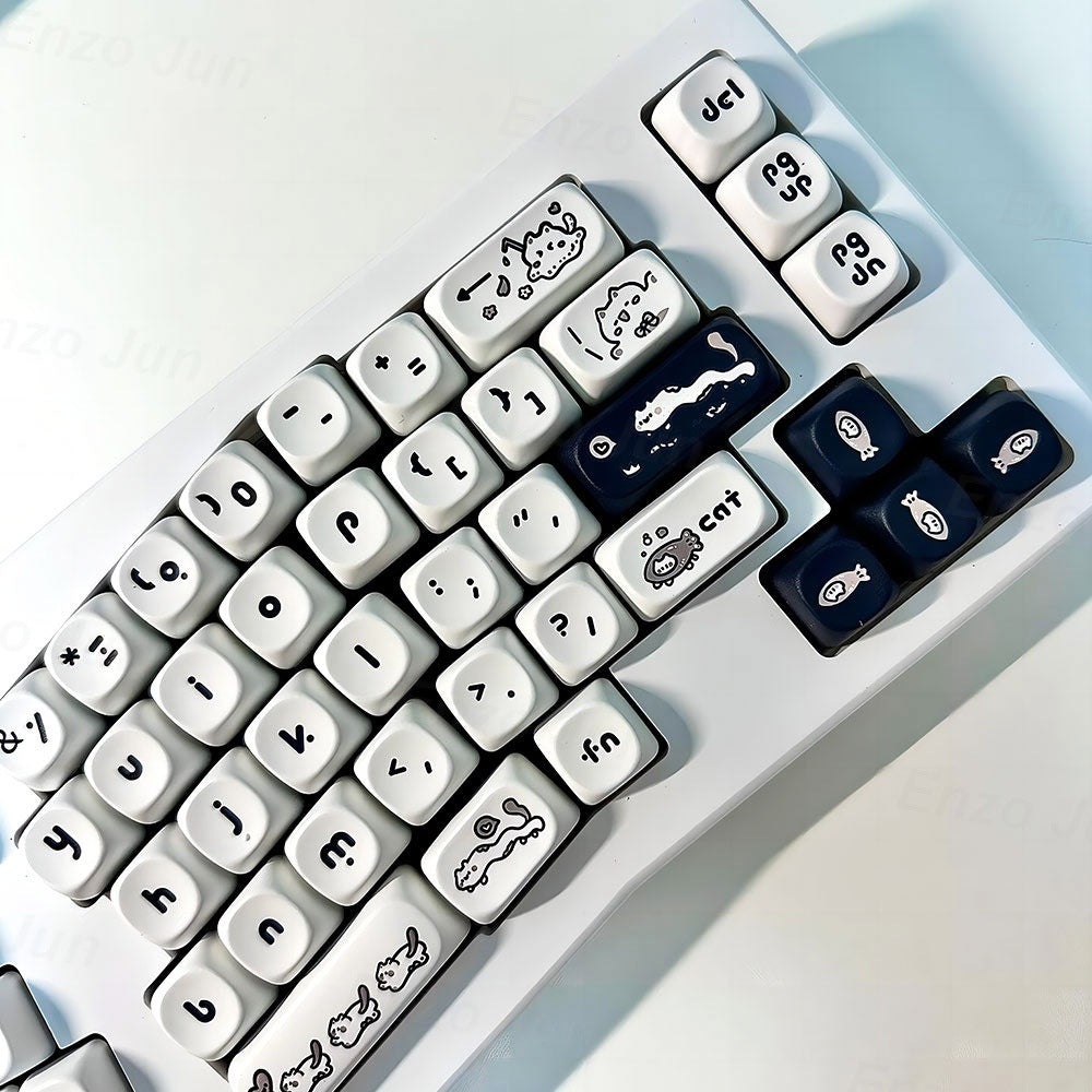 Kitten's Fantasy Keycap MOA Profile Flat Chest Height Black and White Cat Cute Keycap In Stock