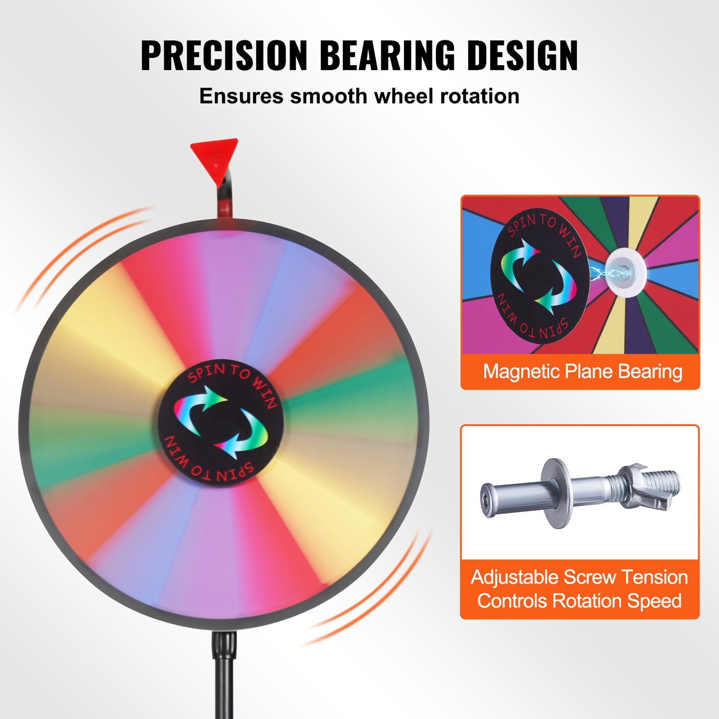 18-Inch Prize Wheel Toy, Color Wheel Games for Lottery Games Word Games, Spinning Wheel with Acrylic Board and PVC Foam, 54 x 54 x 11 cm Prize Wheel Lucky Wheel with Tripod Stand