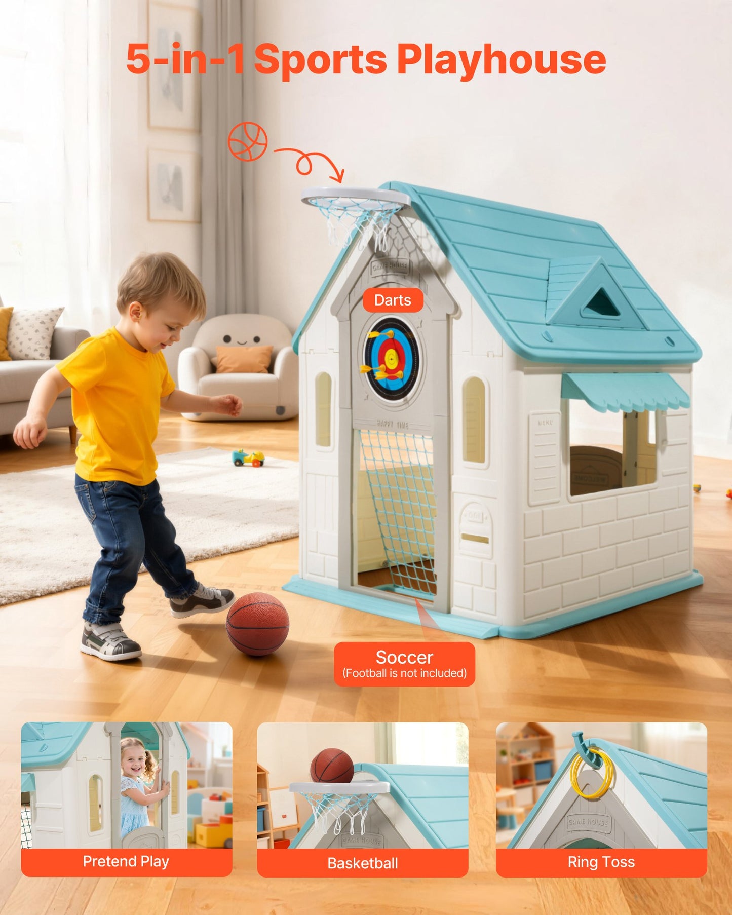Outdoor Spielhaus 5in1 Mit Rutsche