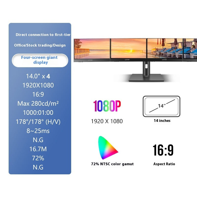 HD 14-inch Single-screen Dual-screen Office Monitor