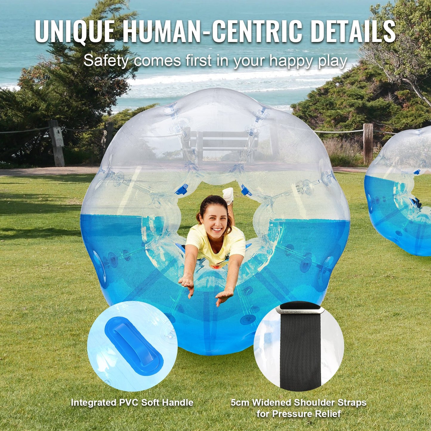 Inflatable Bumper Ball in 1-Pack, 1.5M Body Sumo Zorb Balls for Teens and Adults, 0.8mm Thick PVC Human Hamster Bubble Balls for Outdoor Team Gaming Sports, Bumper B