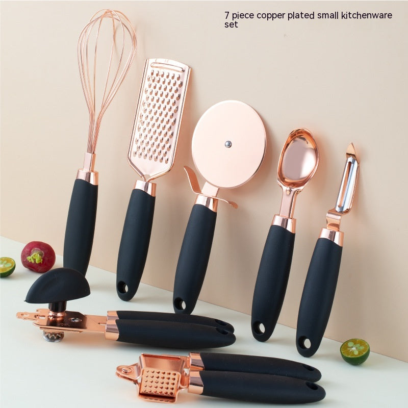 Kitchen Cutlery Holder & Utensil Set with Copper Plating