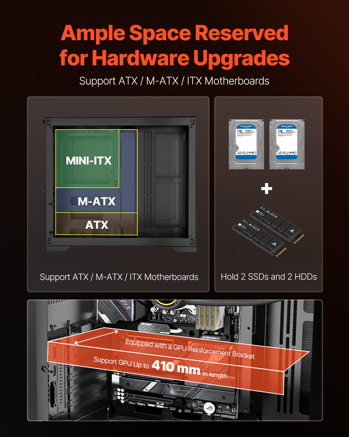 Mid-Tower PC Case Gaming ATX