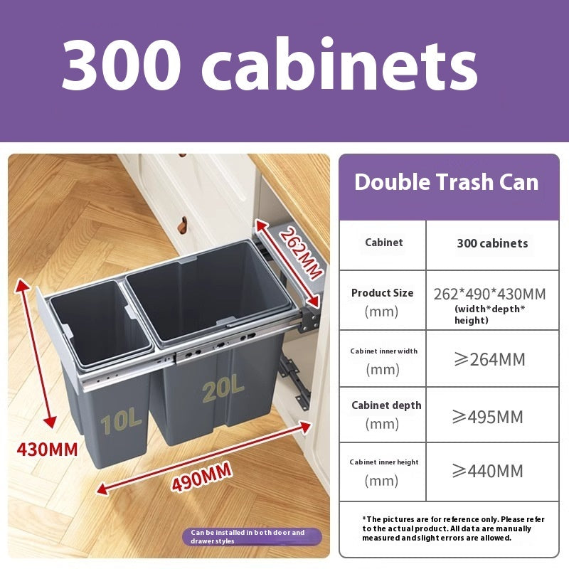 Pull-out kitchen bin hidden