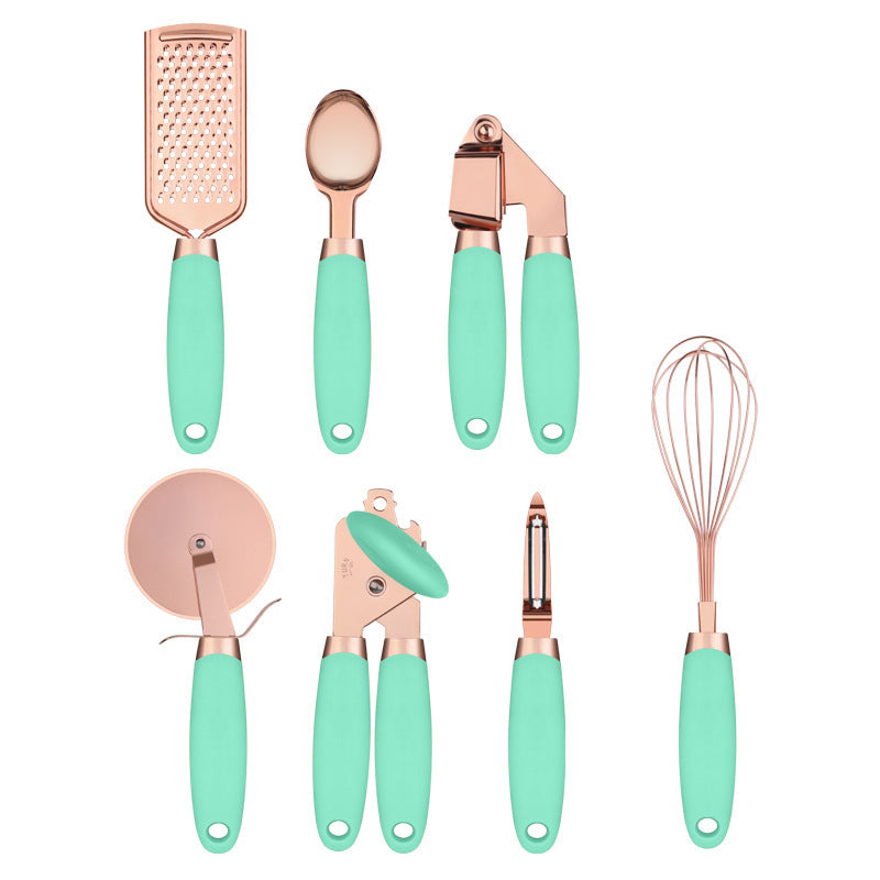 Kitchen Cutlery Holder & Utensil Set with Copper Plating