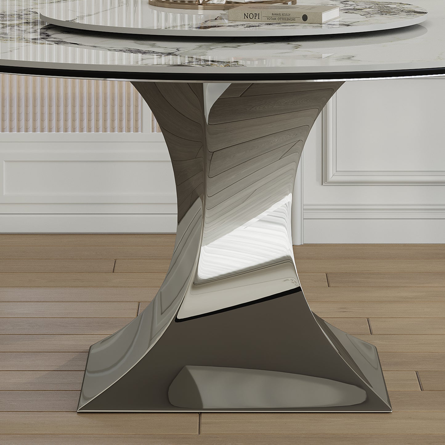 Round Dining Table Marble-Look