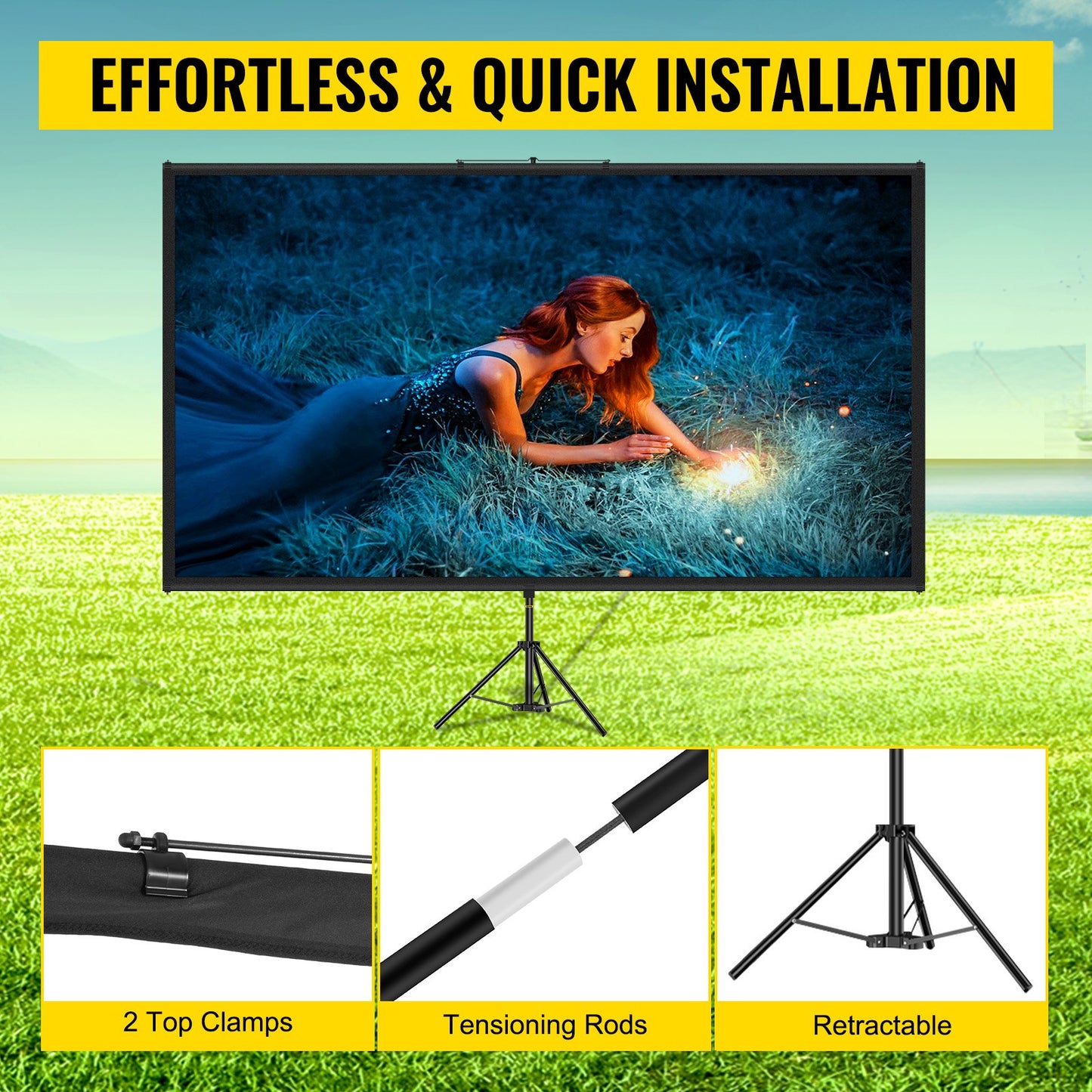 Tripod Projector Screen 90 Inch Portable