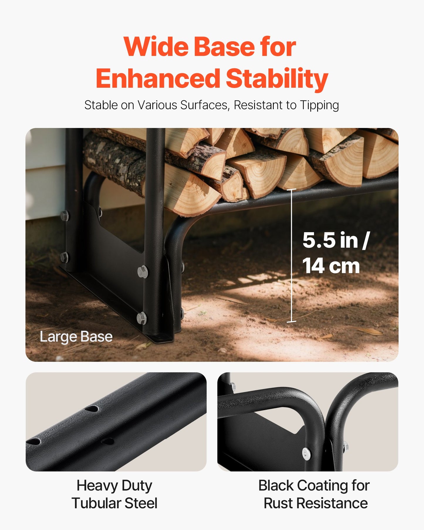 Log Rack Metal 259x36x117cm Firewood Rack Steel Frame Powder Coated Log Shed 300kg With Waterproof Cover Stacking Aid Wood Shed For Porch Garden Terrace Yard