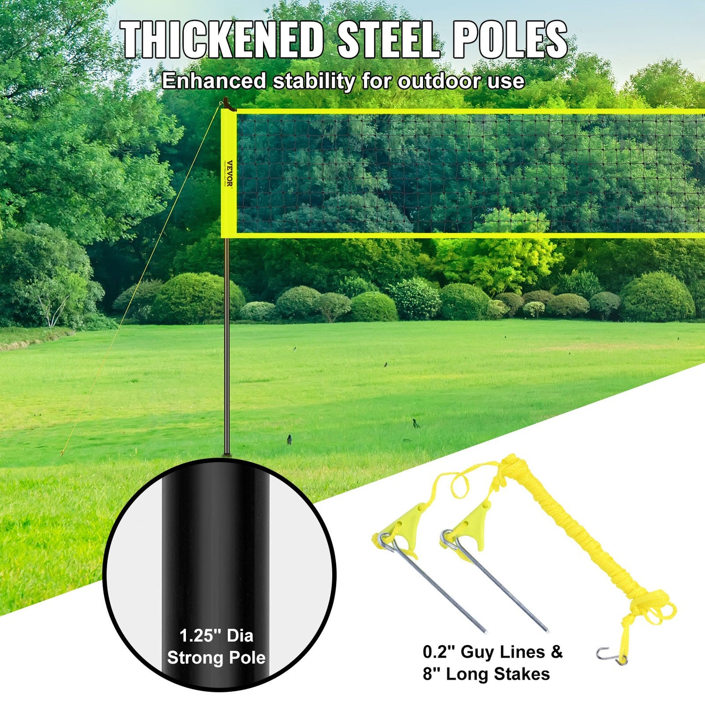 Height-Adjustable Volleyball Net Set, Portable Beach Volleyball Net, Outdoor Foldable Volleyball Net with Volleyball & Carry Bag, for Garden, Beach, Lawn, etc.
