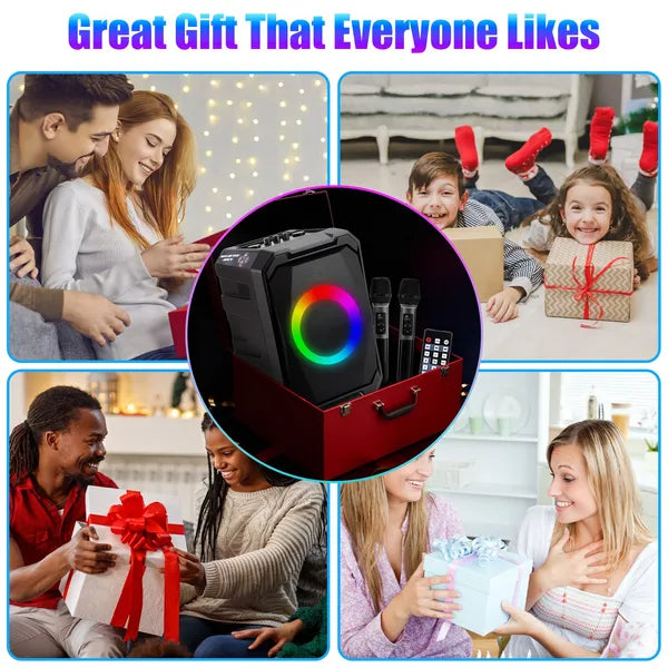 Wireless Party Speaker 2 Mics LED