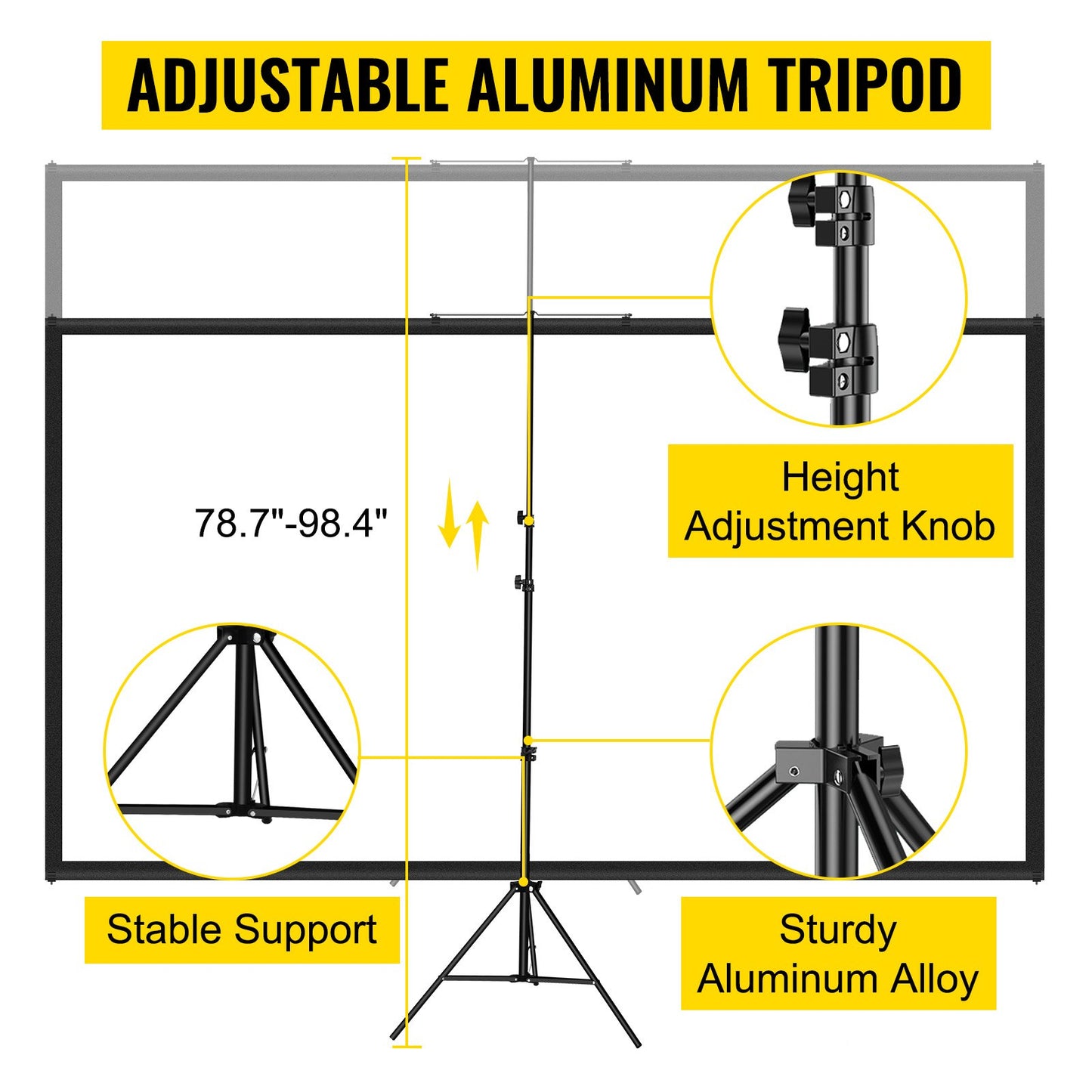 Tripod Projector Screen 90 Inch Portable
