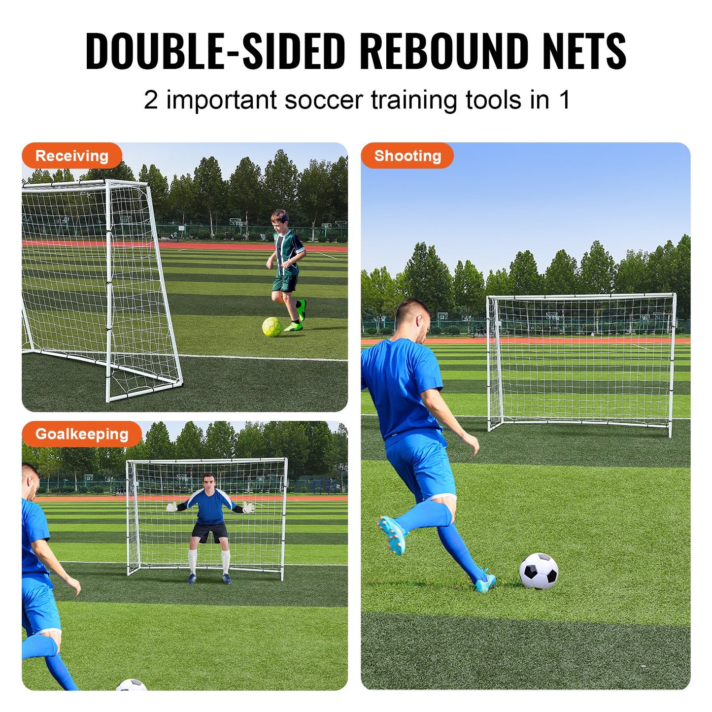 Fußball Rebounder Netz Verstellbar Weiß