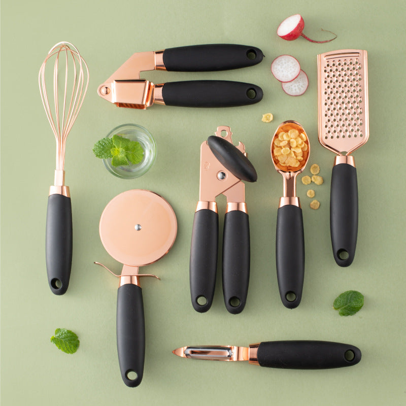 Kitchen Cutlery Holder & Utensil Set with Copper Plating