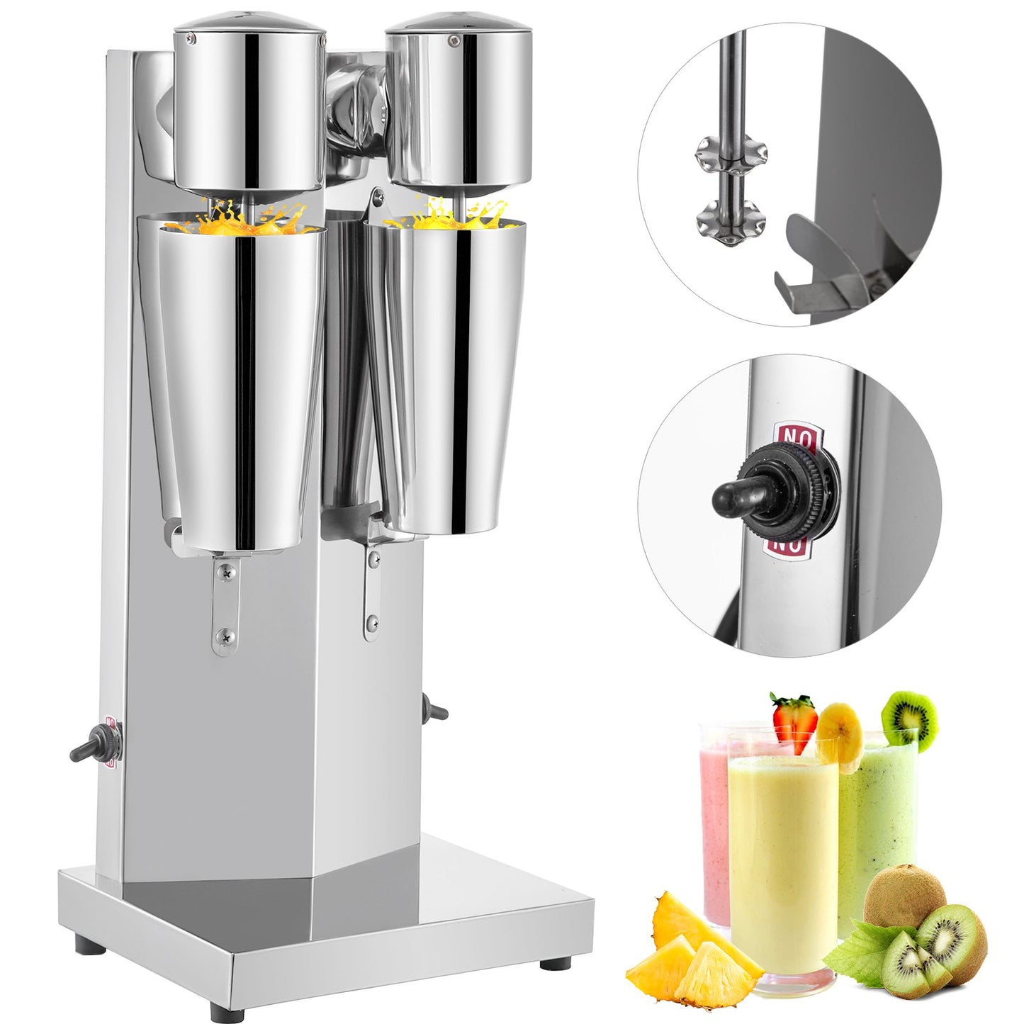150W Beverage Mixer, 800ml Electric Milk Shaker, Double Heads, Silvery, Electric Mixer for Shakes, Cocktail Mixer, Milkshake Machine, Bar Mixer, Stand Mixer, Commercial & Home Use
