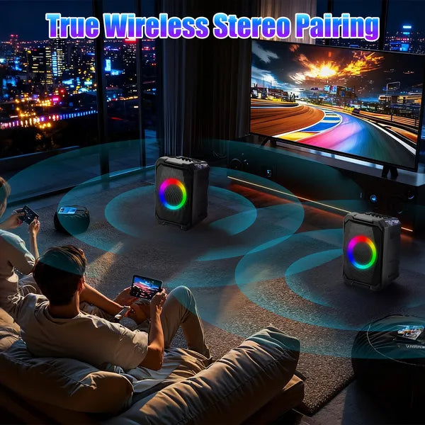 Wireless Party Speaker 2 Mics LED
