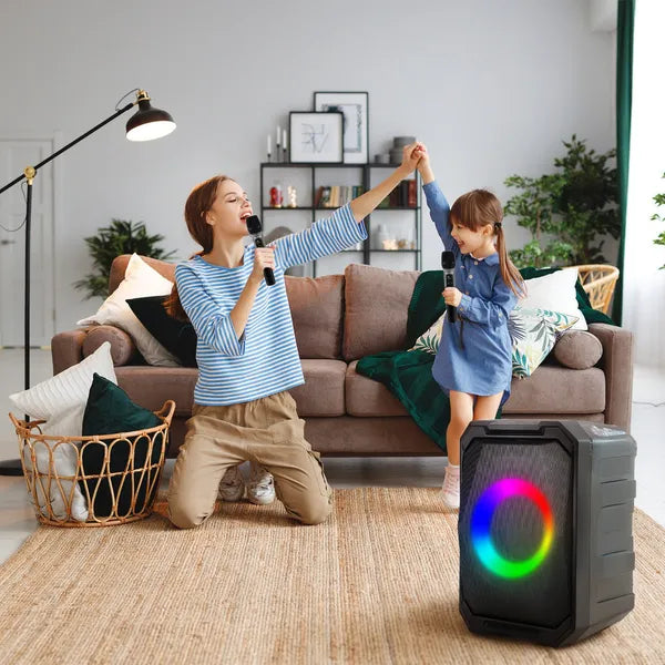 Wireless Party Speaker 2 Mics LED