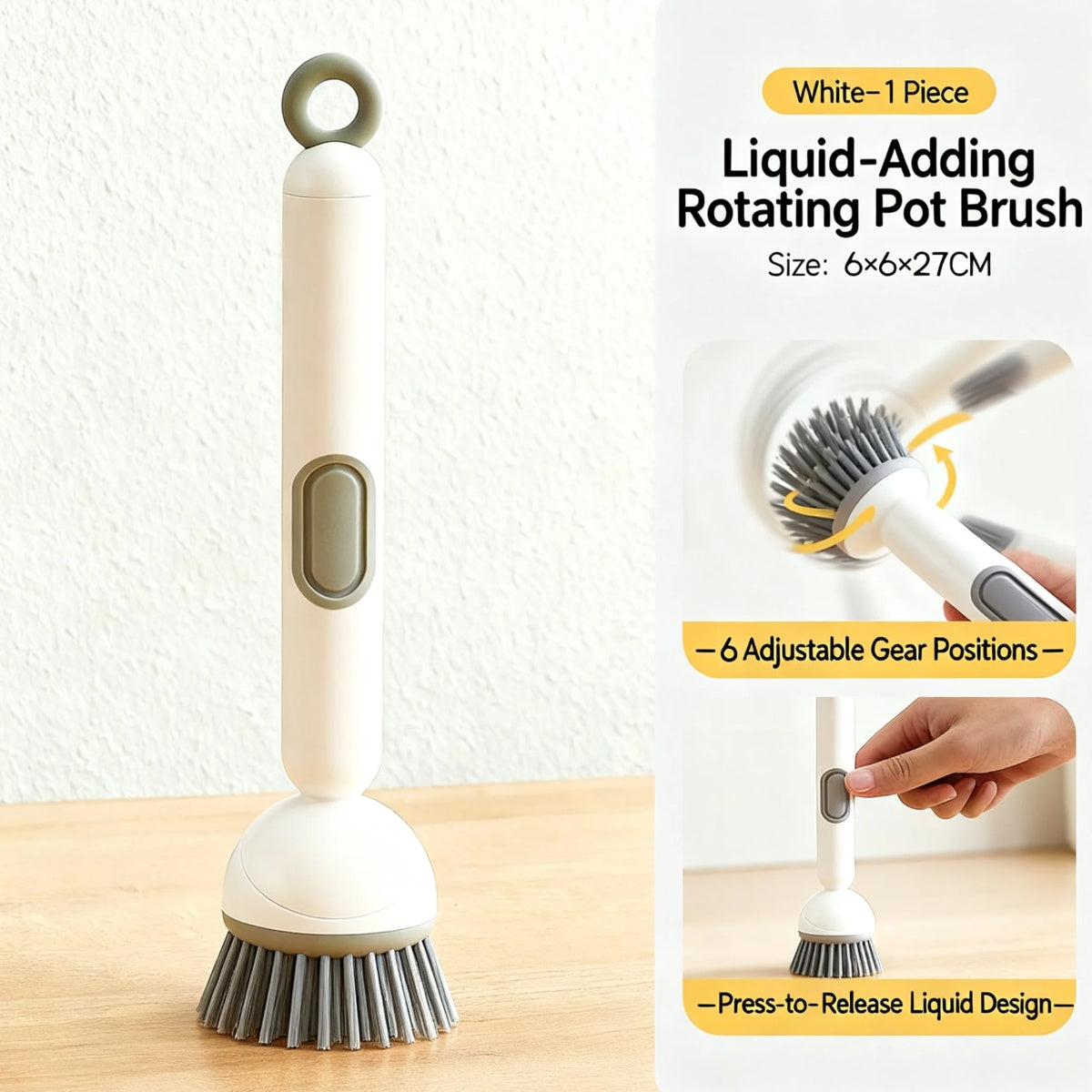 Dish brush with long handle & soap dispenser
