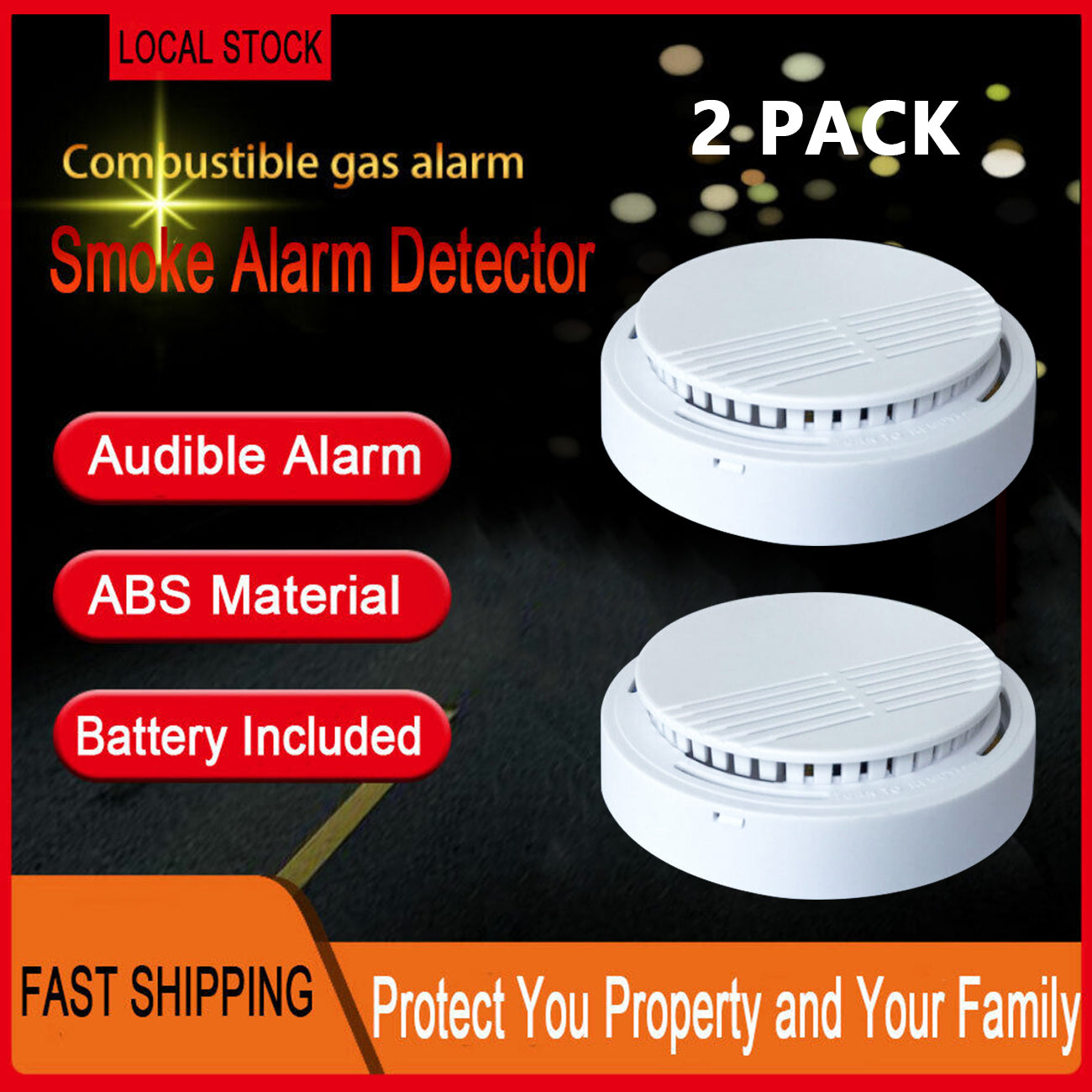 Photoelectric Smoke Detector with Battery