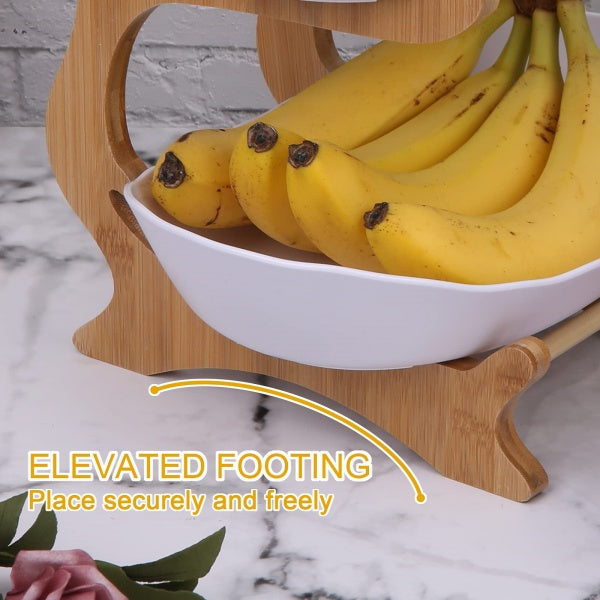 3-Tier Fruit Bowl – Multi-tiered Serving Platter with Wooden Stand