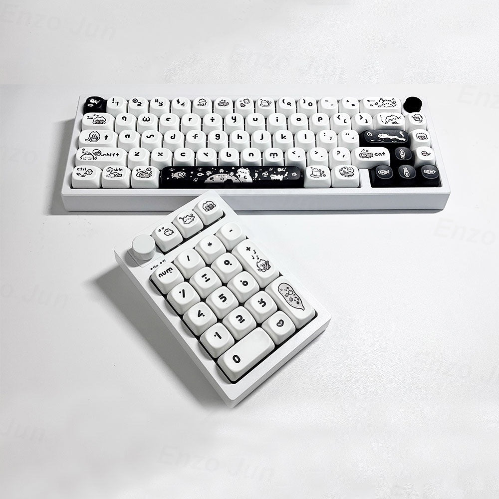 Kitten's Fantasy Keycap MOA Profile Flat Chest Height Black and White Cat Cute Keycap In Stock