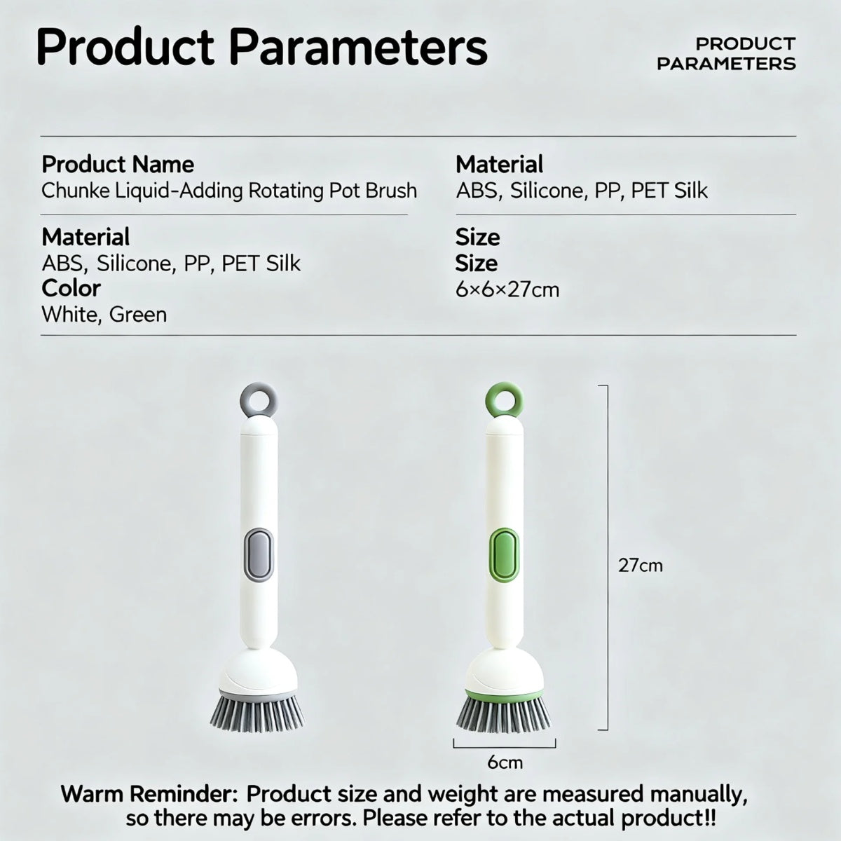 Dish brush with long handle & soap dispenser