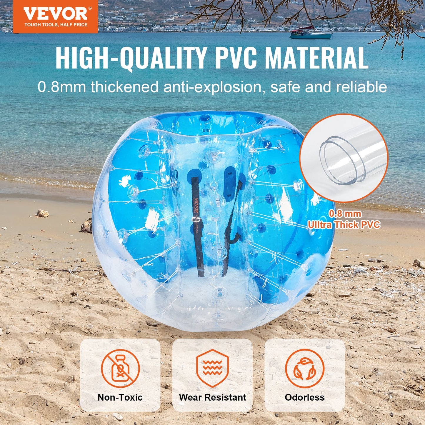 Inflatable Bumper Ball in 1-Pack, 1.5M Body Sumo Zorb Balls for Teens and Adults, 0.8mm Thick PVC Human Hamster Bubble Balls for Outdoor Team Gaming Sports, Bumper B