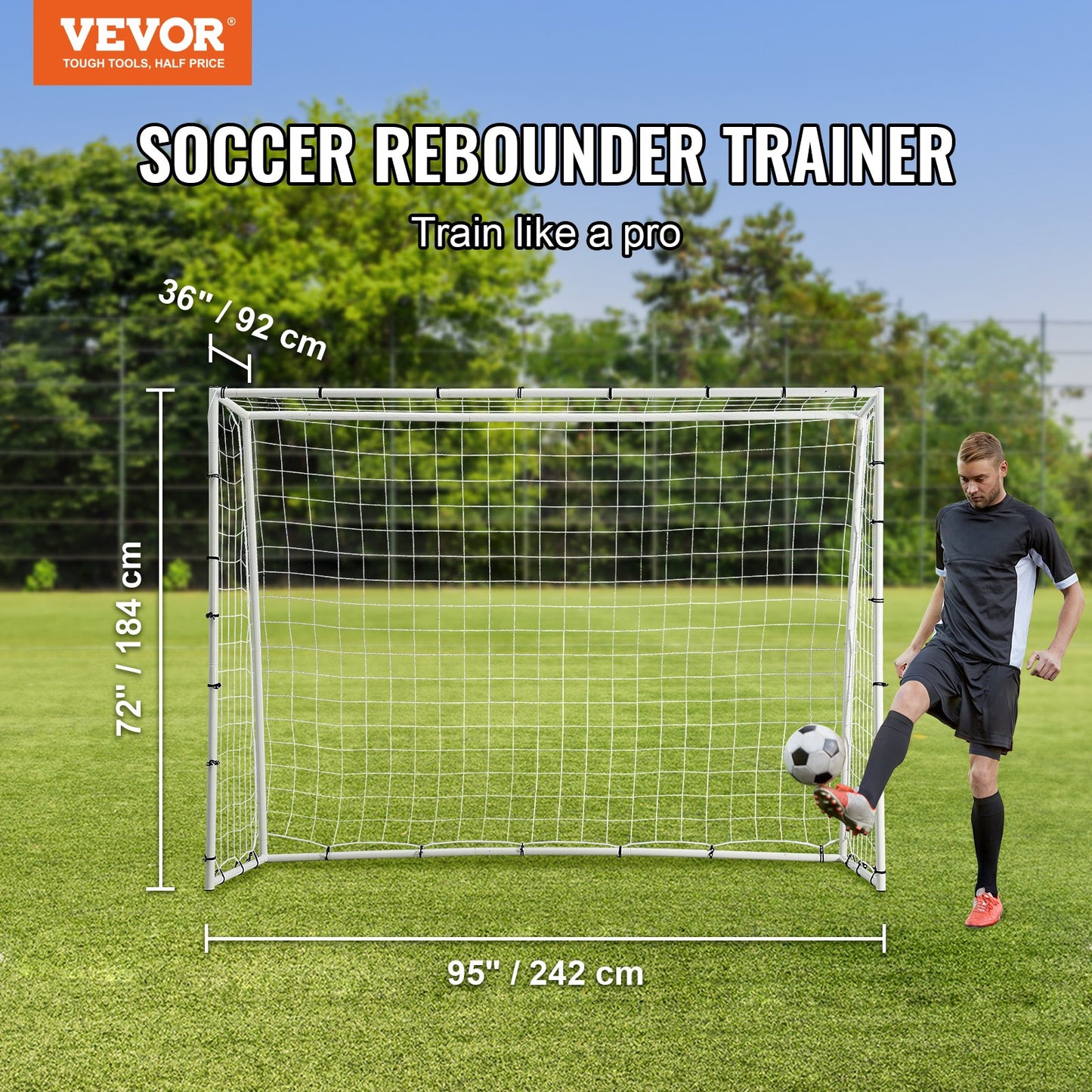 Fußball Rebounder Netz Verstellbar Weiß