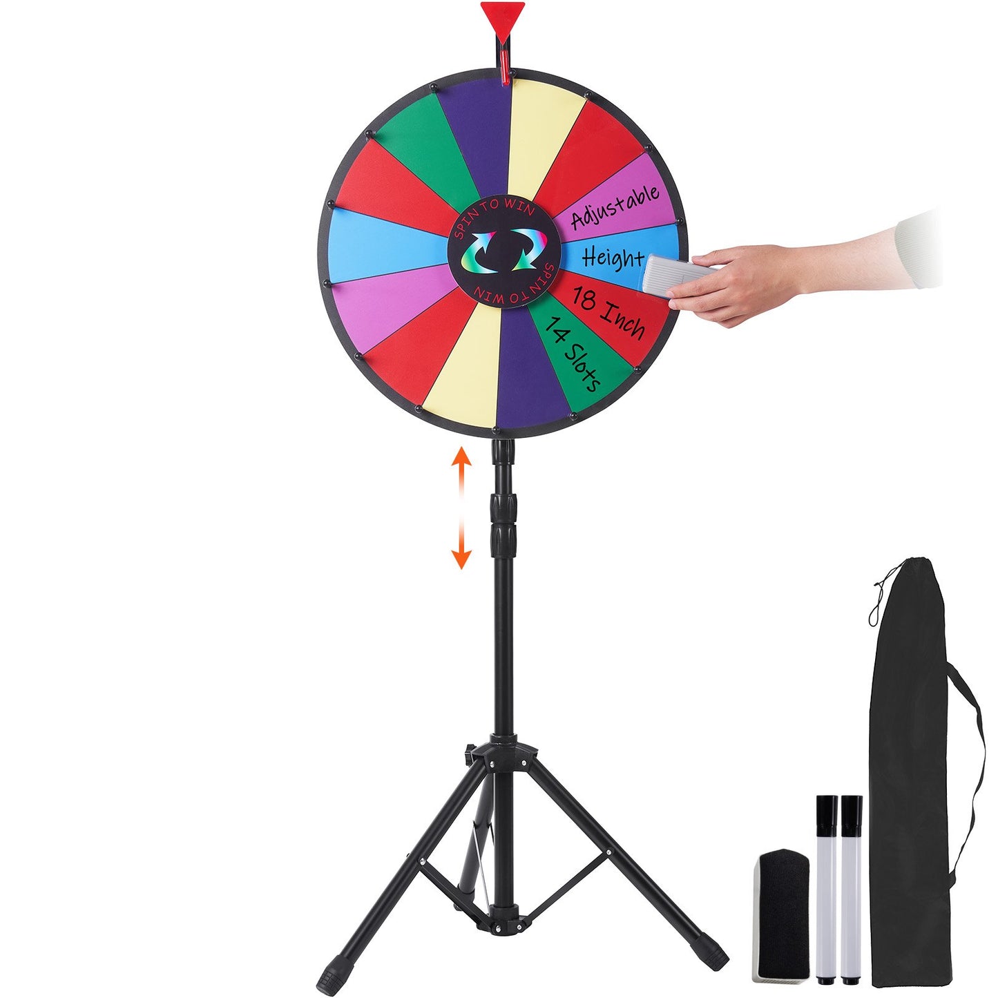 18-Inch Prize Wheel Toy, Color Wheel Games for Lottery Games Word Games, Spinning Wheel with Acrylic Board and PVC Foam, 54 x 54 x 11 cm Prize Wheel Lucky Wheel with Tripod Stand
