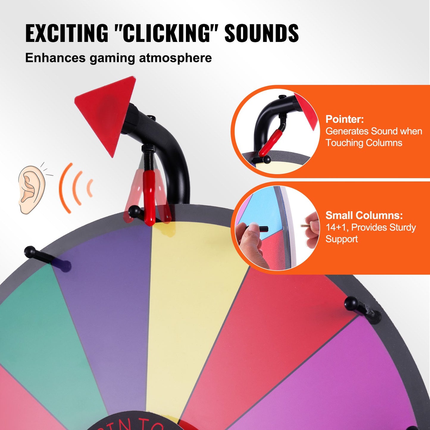 18-Inch Prize Wheel Toy, Color Wheel Games for Lottery Games Word Games, Spinning Wheel with Acrylic Board and PVC Foam, 54 x 54 x 11 cm Prize Wheel Lucky Wheel with Tripod Stand