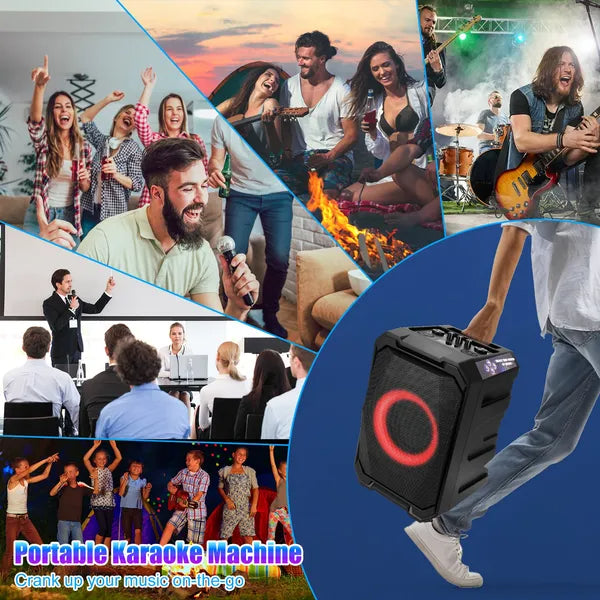 Wireless Party Speaker 2 Mics LED