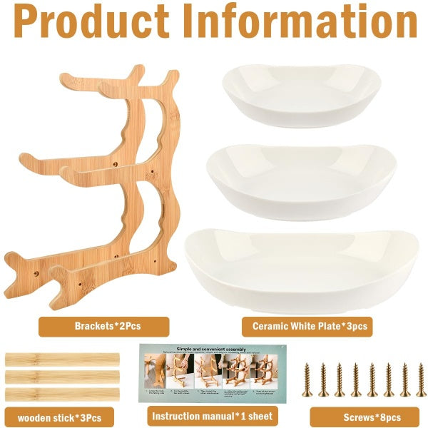 3-Tier Fruit Bowl – Multi-tiered Serving Platter with Wooden Stand