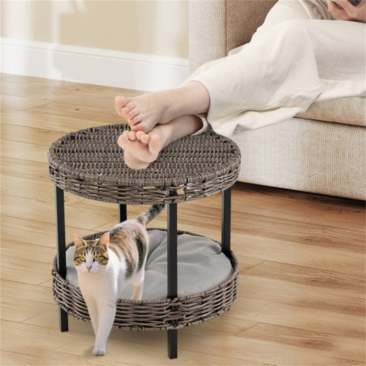 2-stöckiges Rattan-Katzenbett