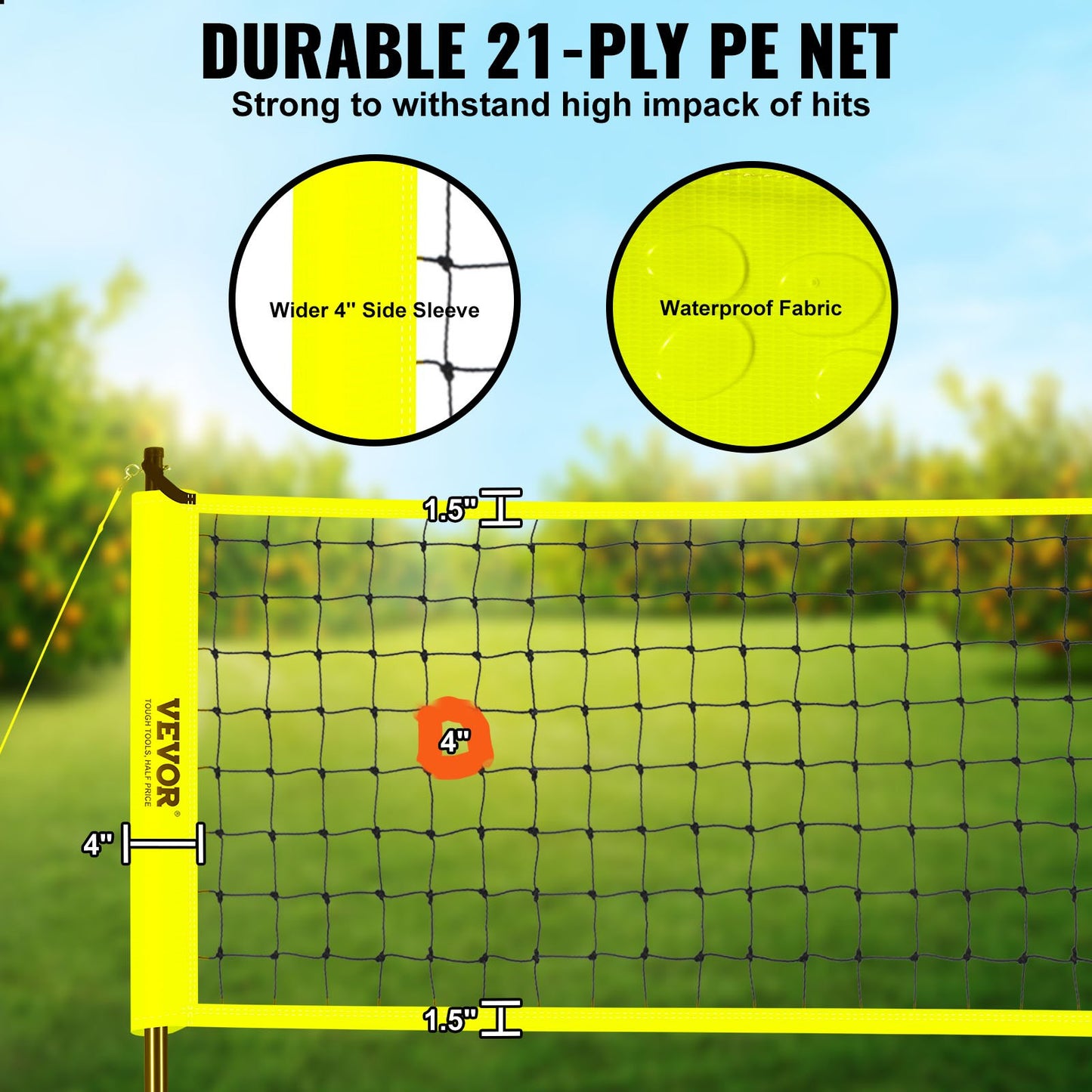 Height-Adjustable Volleyball Net Set, Portable Beach Volleyball Net, Outdoor Foldable Volleyball Net with Volleyball & Carry Bag, for Garden, Beach, Lawn, etc.