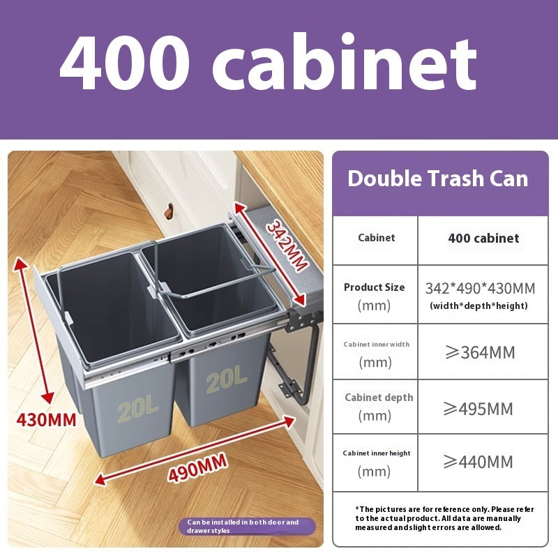 Pull-out kitchen bin hidden