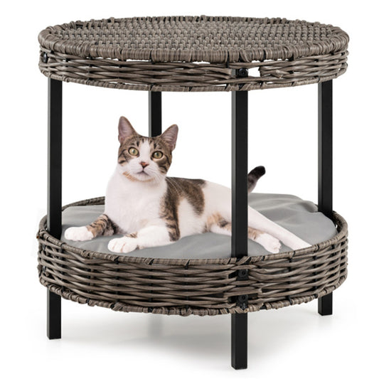 2-stöckiges Rattan-Katzenbett